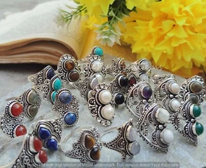Lote de anillos de amatista y 2 piedras, enchapados en plata 925, joyas hechas a mano, regalo para amor ~ - Imagen 1 de 7