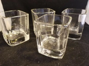 square clear 'on the rocks' glasses with etched dog  set of 4 - Picture 1 of 5
