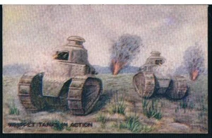 WW1 Postcard War Bond Campaign Whippet Tanks In Action C1916 Keep Guns Fed - Picture 1 of 2