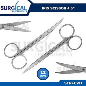 12 Iris Scissors 4.5" Curved & Straight Surgical Dental Instruments German Grade - Picture 1 of 12