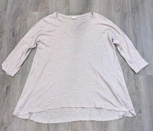 Poetry Damen 100% Leinen Popover Tunika mauve hellbraun 3/4 Arm UK 14  - Bild 1 von 5