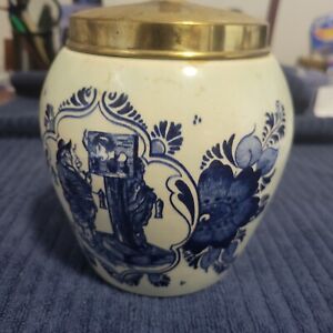 Vintage Royal Delft  1750 Delft Blue Tobacco Jar Humidor Holland