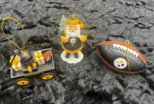 Pittsburgh Steelers Ornamente x 3 Weihnachtsmannwagen und Fußball - Bild 1 von 5