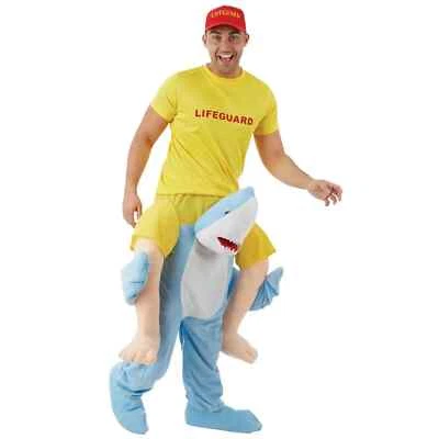 Men`s Blue Shark Piggyback Costume Adult Ride On Piggy Back Fancy Dress Stag Do - Image 1 of 4