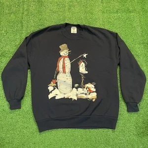 Vintage 1996 Snowman Crewneck Sweatshirt Black Size X-Large Winter 90s Escargot - Bild 1 von 10