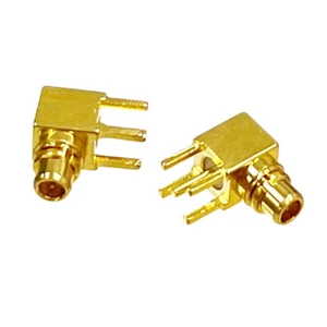 2PCS MMCX plug male RF Coax Connector right angle RA PCB mount  goldplated NEW - Picture 1 of 5