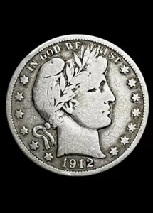 Barber Silber Half Dollar 50c Cent Münze 1912-S sehr guter Erhaltungszustand Details - Bild 1 von 6