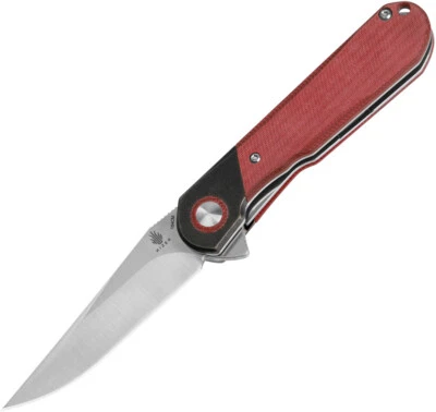 Kizer Cutlery Comet Linerlock Brass & Red Micarta Folding 154CM Knife V3614C4 - Image 1 of 4