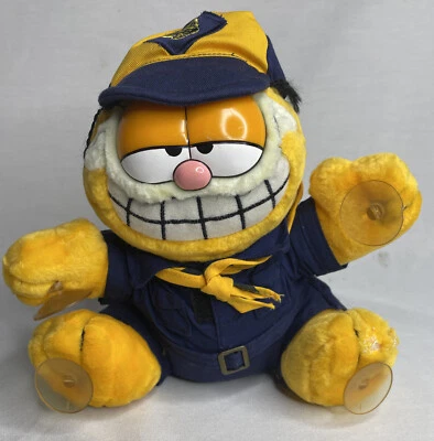 Tira cómica de peluche Garfield Cub Scouts de colección de 7" gato años 80 con ventosa ventana Foto 1 de 4
