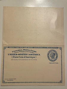 Philippines UYI mint unsevered Paid Reply Postal Card Liberty KSPhilatelics - Picture 1 of 4