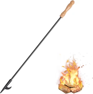 Long Fire Pit Poker Stick Fireplace Heavy Duty Steel Wood Stove Campfire Camping - Picture 1 of 31