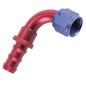AN 4 90 Degree Push On Hose End Red & Blue - Imagen 1 de 1