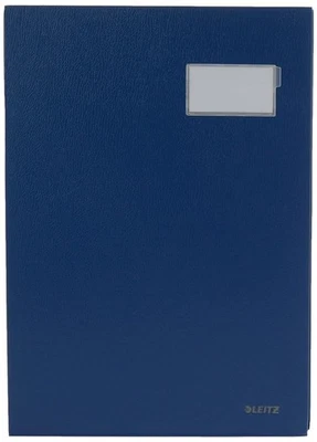 Leitz 57000135 Expandable Signature Book with 20 Card Dividers, A4, Blue, 570000 - Image 1 of 4