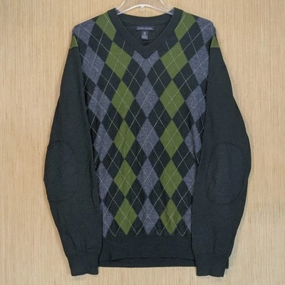 Suéter Banana Republic Argyle Verde Lana Merino Preppy Academia Retro Para Hombre XL Foto 1 de 4