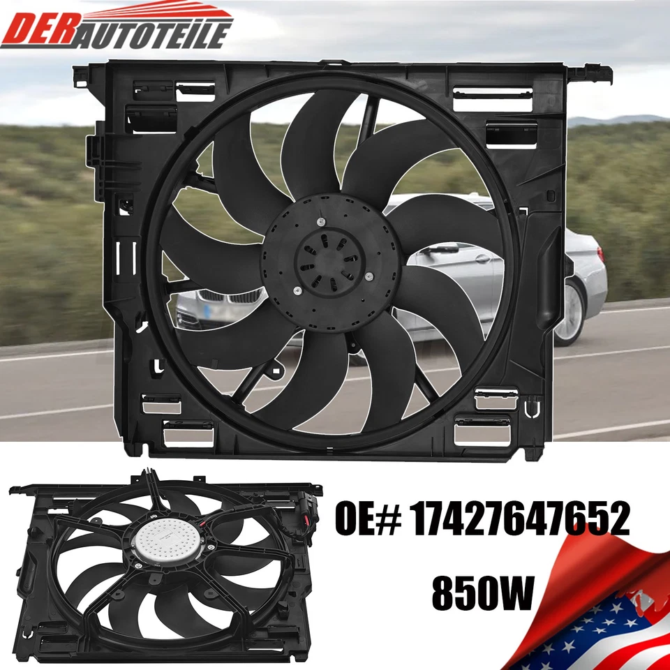 Conjunto de ventilador de refrigeración de radiador y condensador para BMW 535i 640i 740i 2011-16 17427647652 Foto 1 de 4