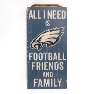 NFL Philadelphia Eagles "All I Need is Football Friends and Family" Wood Sign - Picture 1 of 1