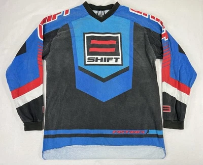 Винтажный Shift гонки длинным рукавом мотокросса Джерси рубашка черный синий MX Moto мужской L/XL - Изображение 1 из 4