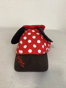 Minnie Mouse Disney Parks Red Polka Dot Youth Cap Hat Snapback with Bow & Ears - Picture 1 of 6
