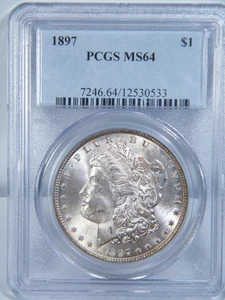1897 Morgan Silver Dollar PCGS graded MS 64 - Picture 1 of 3