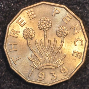 Threepence 1939 George VI Gem UNC SCARCE in High Grades (T72) - Picture 1 of 2