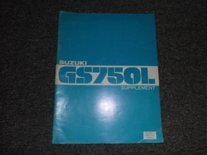 Suplemento Del Manual De Servicio Suzuki GS750L 1979 - Imagen 1 de 1
