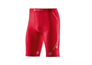 SKINS DNAMIC MENS COMPRESSION HALF TIGHTS - RED - Picture 1 of 2