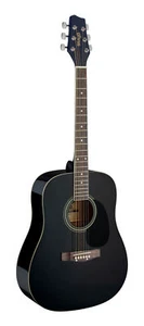 Stagg Black European Dreadnought Acoustic Guitar Student - Picture 1 of 5
