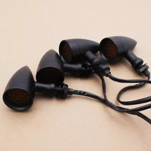 4X Motorcycle Bullet LED Turn Signal Light Amber For Harley Davidson Bobber Cafe - Picture 1 of 12