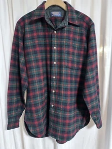 Camisa Pendleton Vintage Lana Lodge - Rojo Verde Cuadros - Para Hombre Mediana - Imagen 1 de 7