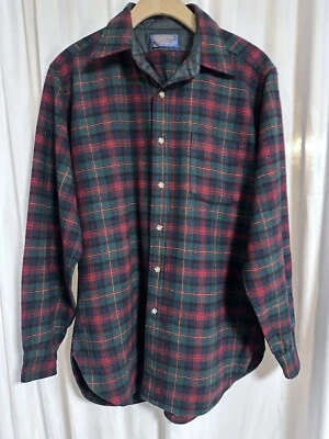 Pendleton Vintage Wool Lodge Shirt - Red Green Plaid - Men's Medium - Image 1 of 4