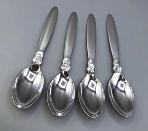 Cactus by George Jensen Sterling Silver set of 4 Oval Soup/ Dinner Spoon 7.5" - Picture 1 of 4