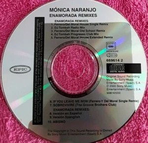 MONICA NARANJO CD ENAMORADA REMIXES FERRERO DJ TOMBAH DEL MORAL SIN PORTADA - Picture 1 of 1