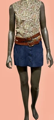 Vintage Snap Front Faux Suede Mini Skirt Unworn XS Saks Fifth Avenue - Image 1 of 4