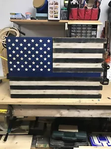 THIN BLUE LINE FLAG GUN CONCEALMENT CABINET- HIDDEN STORAGE COMPARTMENT - Picture 1 of 2