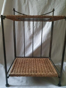 Wicker and  Metal Folding Table Display/Storage - Picture 1 of 6
