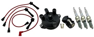 Spark Plugs + Ignition Wires + Cap Rotor FOR Suzuki Carry Tune Up Kit F6A Engine - Picture 1 of 2