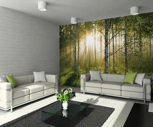 368x254 cm Giant wall mural photo wallpaper Green sumer forest scene Trees decor - Picture 1 of 8