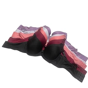 Angelina Wide Wings Padded Wired T-Shirt Bra Set Multi-Color 5-Pack Bundle 32B - Picture 1 of 8