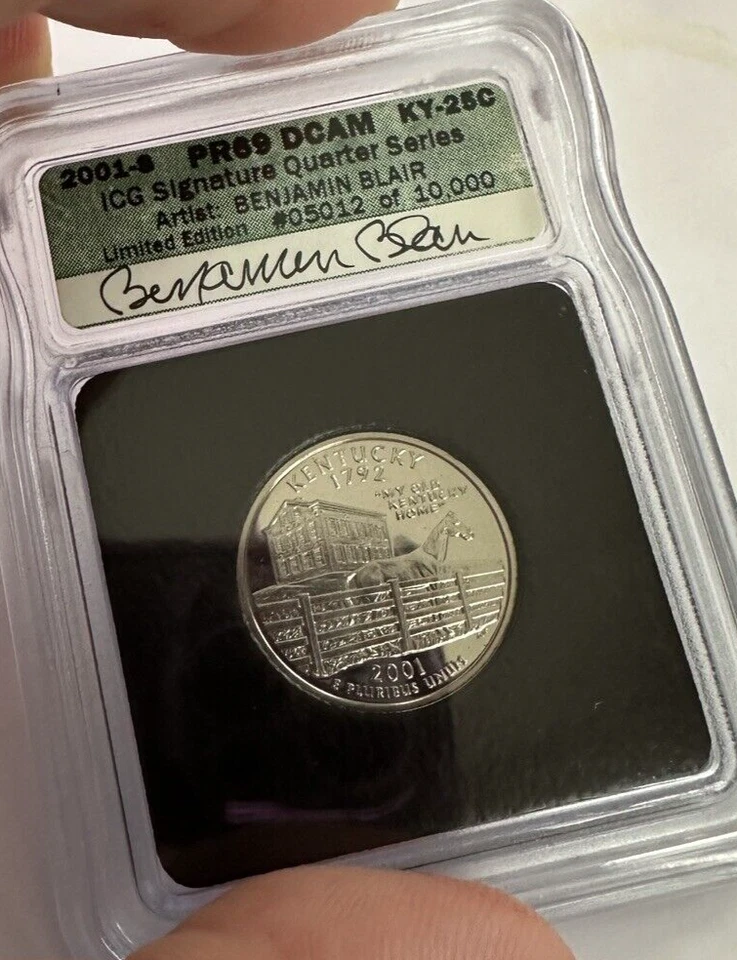 2001-S US Kentucky Proof Clad 25c ~ ICG PR69 DCAM ~ Artist Signature Limited Ed. - Image 1 of 4