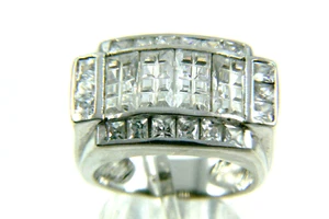 BREITER ABENDRING STERLINGSILBER KLAR KRISTALL PAVE GRÖSSE 8 - Bild 1 von 7