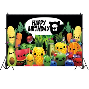 Hey Bear Sensory Fruit 1st Birthday Backdrop Baby Party Decorations Background - Picture 1 of 13