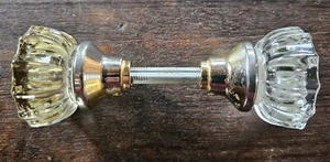 Two Antique Clear Glass Doors - Knob 2" by 2" - Shaft 3 1/8" - Picture 1 of 8