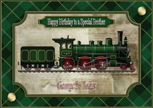Personalised birthday card Steam Train son grandson brother nephew Dad - Picture 1 of 2