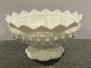 Fenton, Centro de mesa Candelabro Cuenco, 6" Hobnail Blanco Leche Vaso, EE. UU. De colección - Imagen 1 de 12
