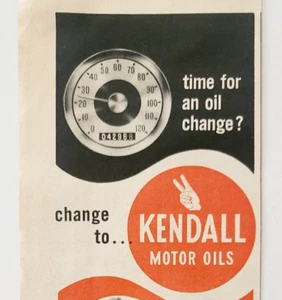 1961 Kendall Motor Oil Advertisement Vintage Automobilia Bradford Penn DWF28 - Picture 1 of 2