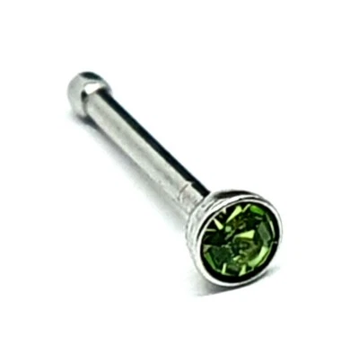 Naso Stud g23 Titanium Peridot 2 mm Cubic Zirconia 20 g (0,8 mm) 1 x set di t... - Immagine 1 di 4