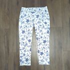 J. Jill Denim Women's Jeans 4 White and Blue Floral Authentic Fit Cropped
