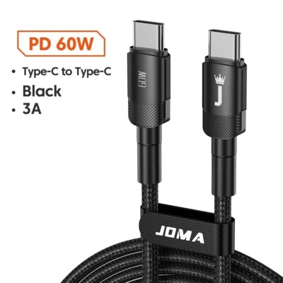JOMATECH USB C to Type C Cable 3A 60W Fast Charger Braided Long Lead 0.25M 1M 2M 3M
