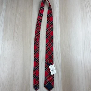 NWT J. Crew Mens Red Tartan Scottish Plaid Print Cotton Neck Tie 57x2.5 Inches - Picture 1 of 11