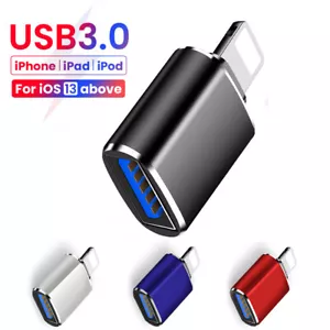 USB 3.0 OTG Adapter U Disk Lighting for iPhone 14 13 12 11 Pro iPad iOS 13 above - Picture 1 of 8